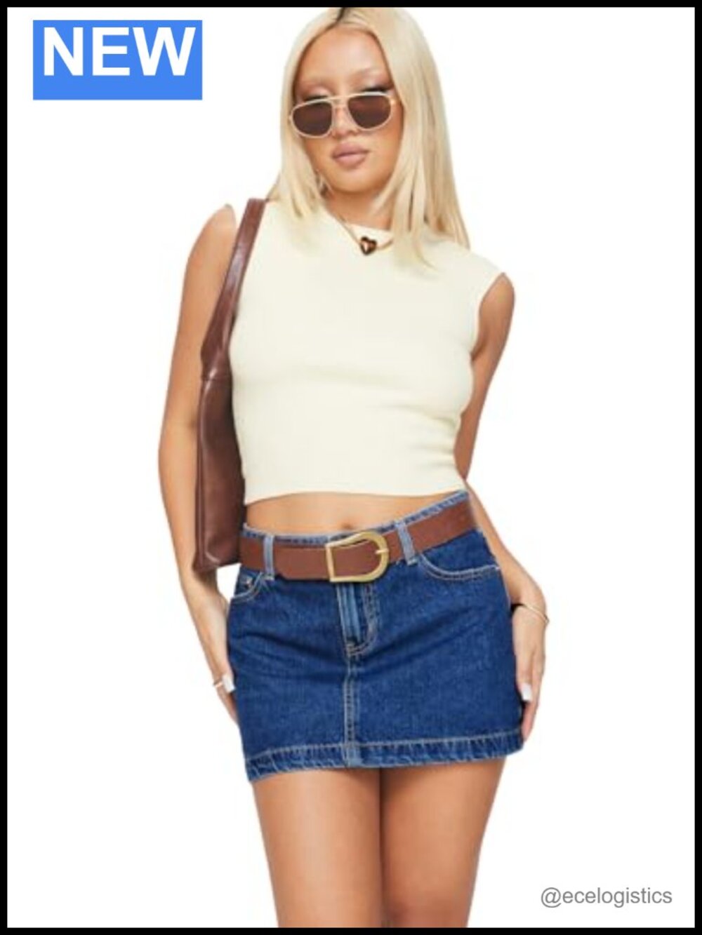 Princess Polly Women's Nickei Denim Mini Skirt Lower Impact